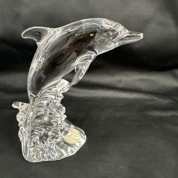Dolphin Sculpture Wonders of the Wild in Waves Germany 24% Lead Cristal Au Plomb - Picture 1 of 9